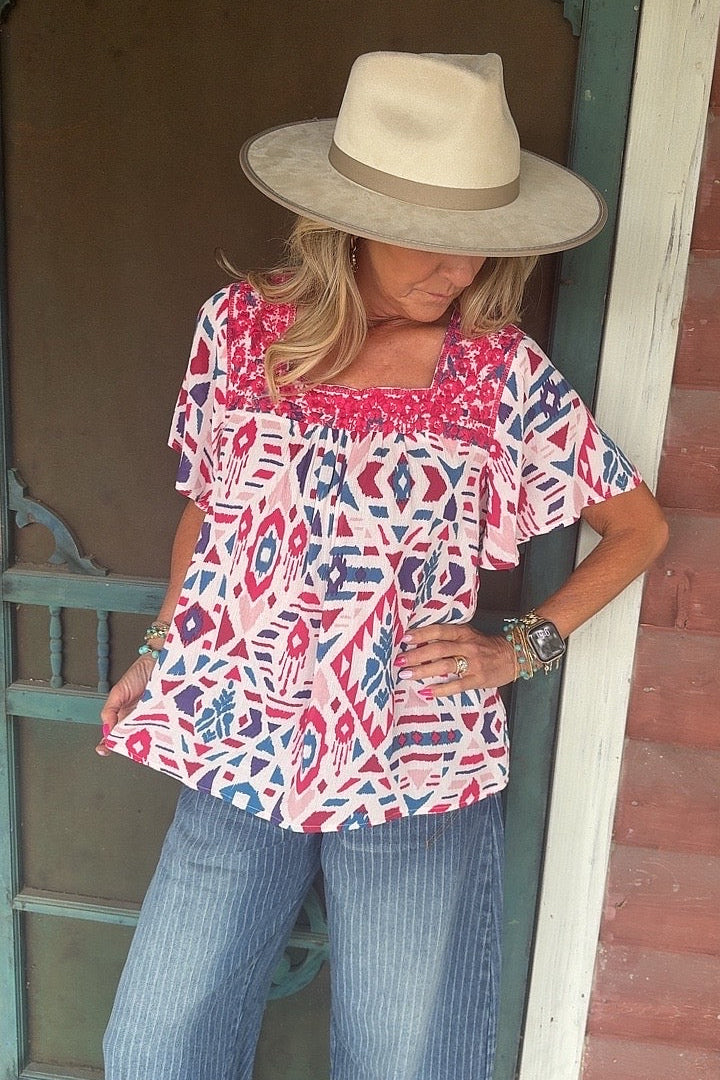 Magenta Multi-Color Blouse