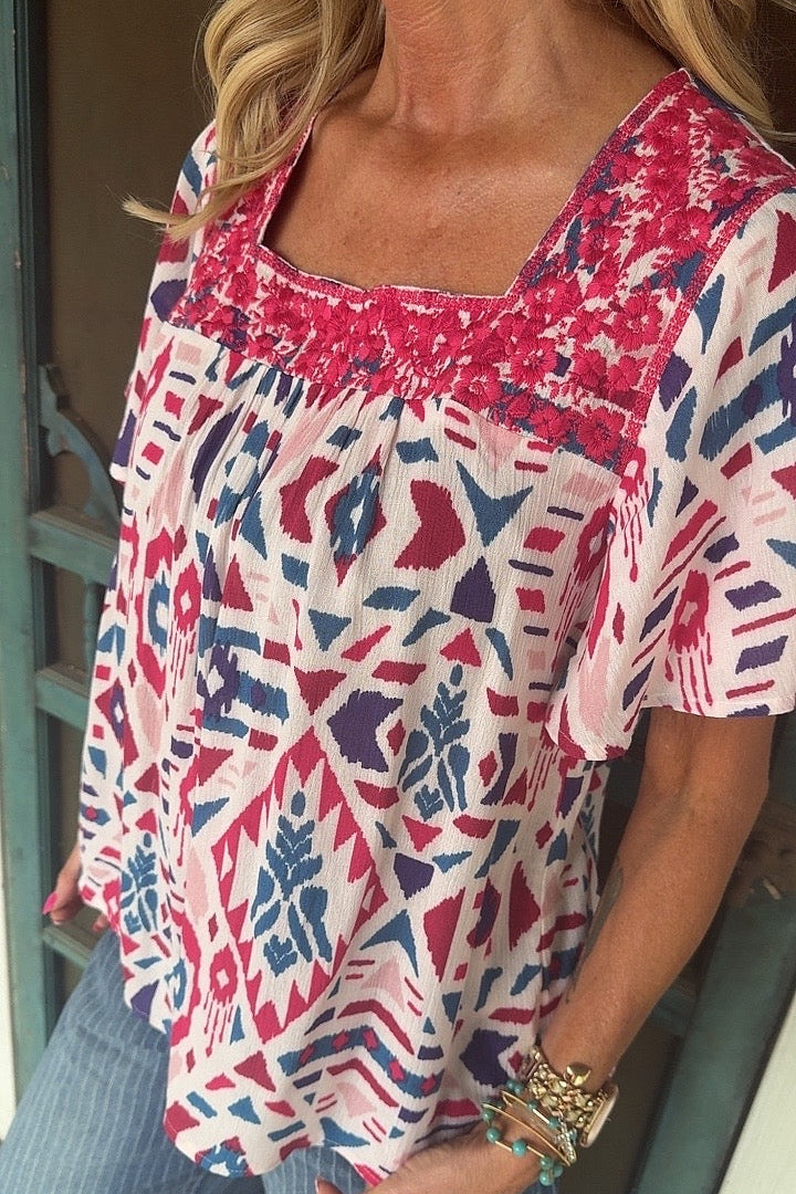 Magenta Multi-Color Blouse