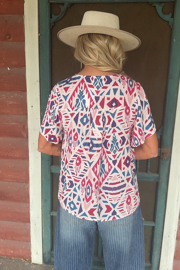 Magenta Multi-Color Blouse