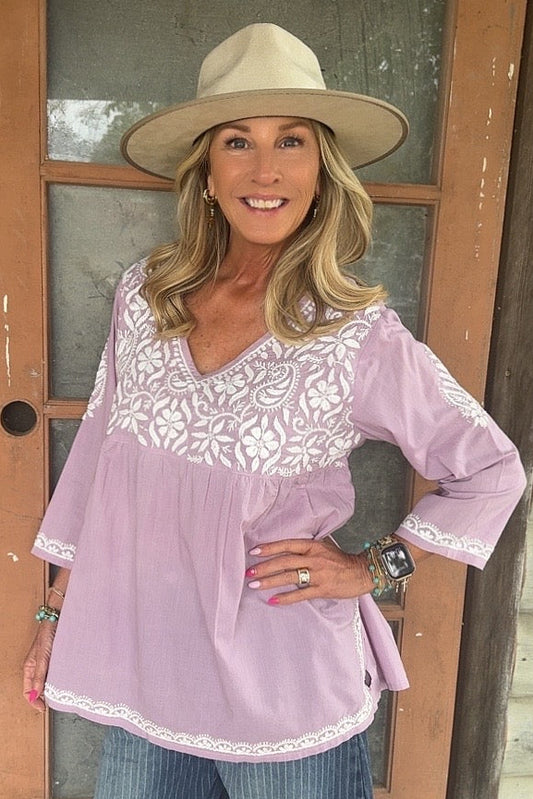 Lilac Garden Cotton Top