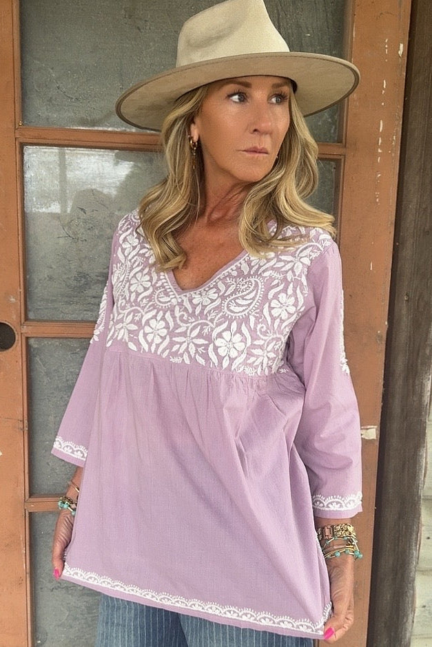 Lilac Garden Cotton Top
