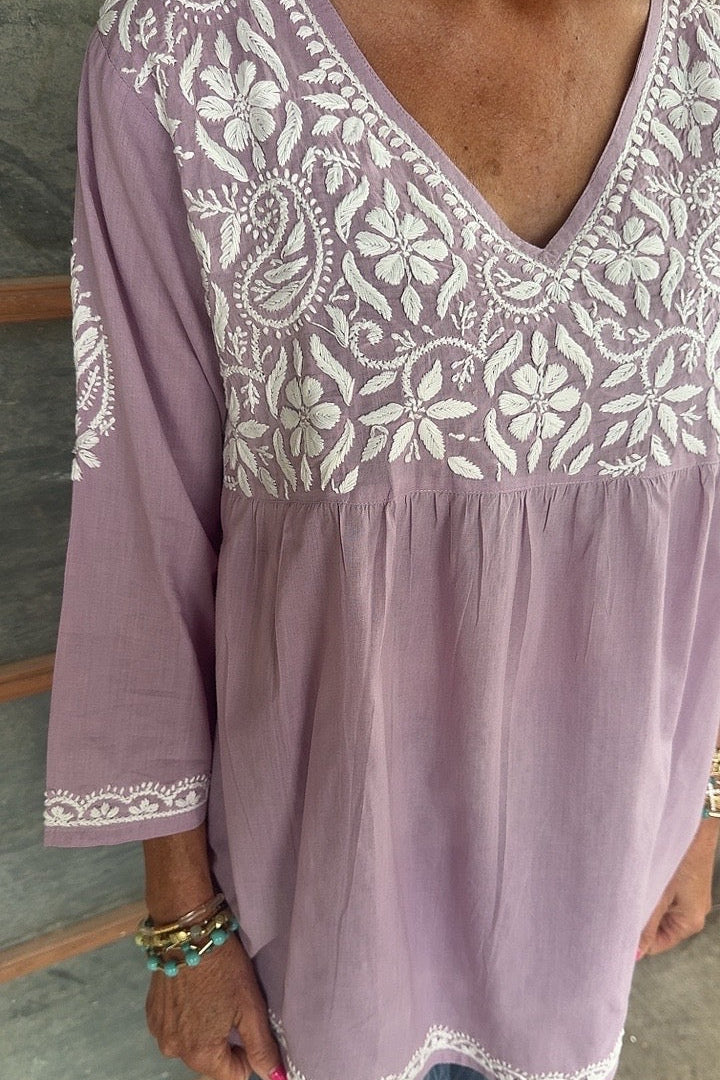 Lilac Garden Cotton Top