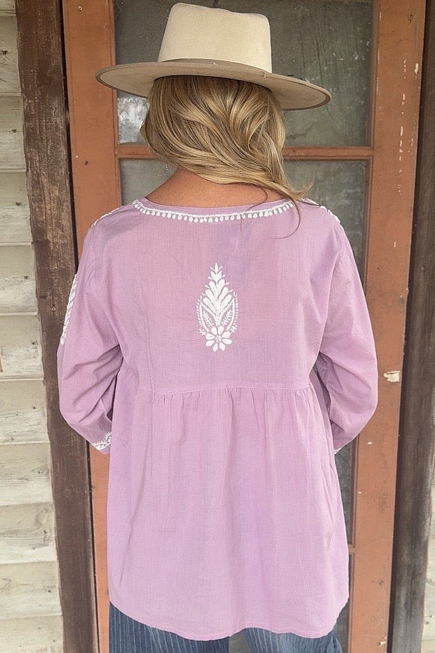 Lilac Garden Cotton Top