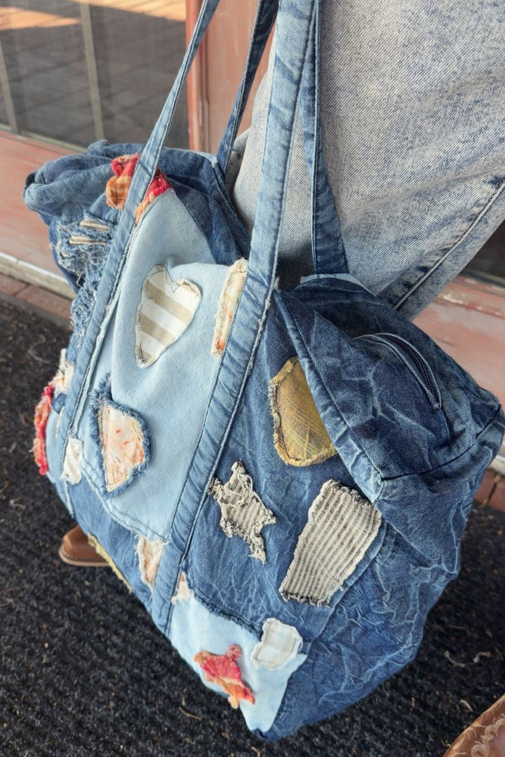 Patched In Love Denim Tote