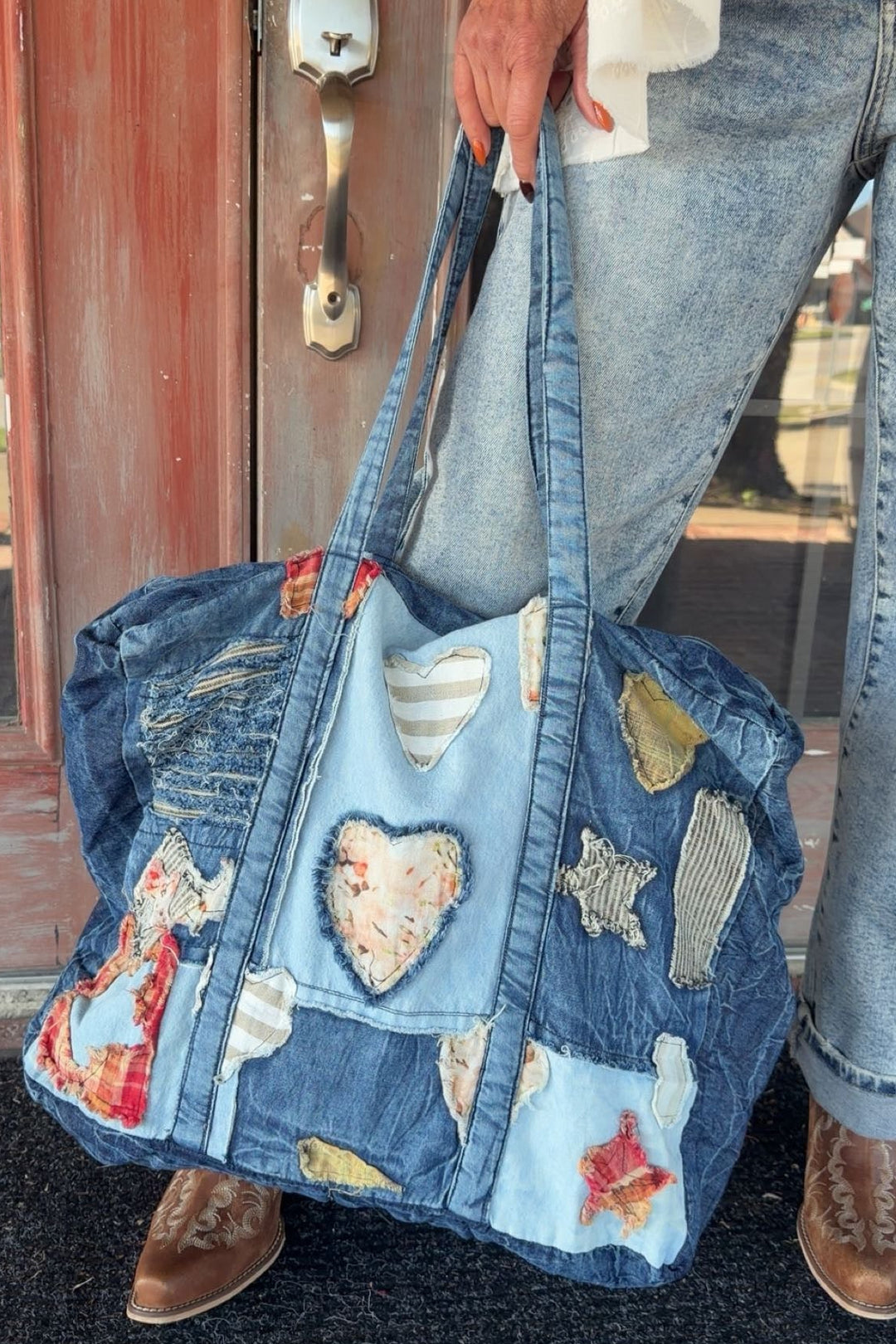 Patched In Love Denim Tote