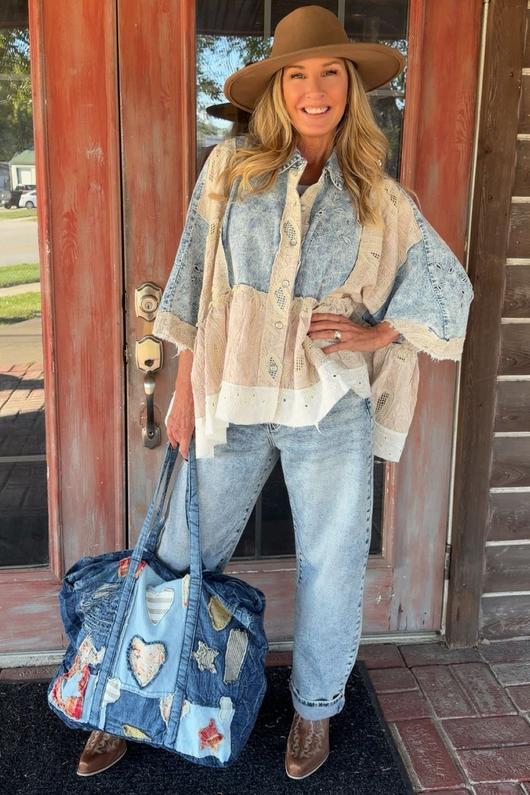 Patched In Love Denim Tote