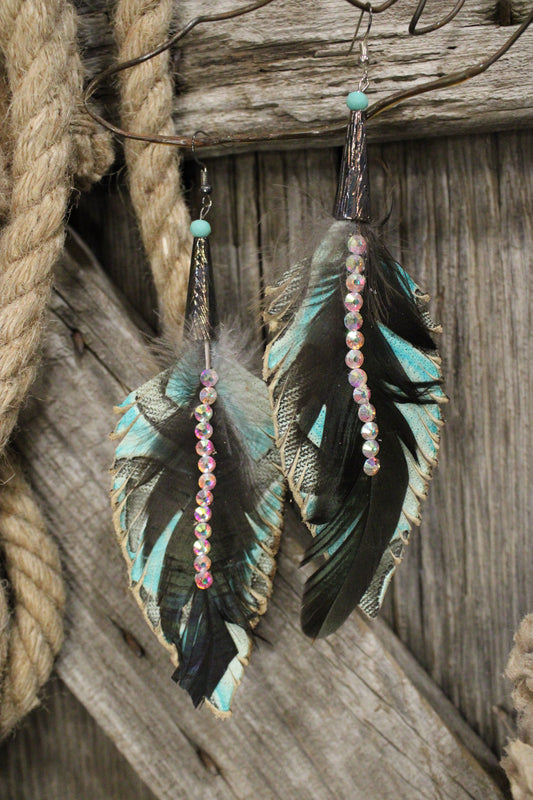 Wild Spirit Leather Feather Earrings