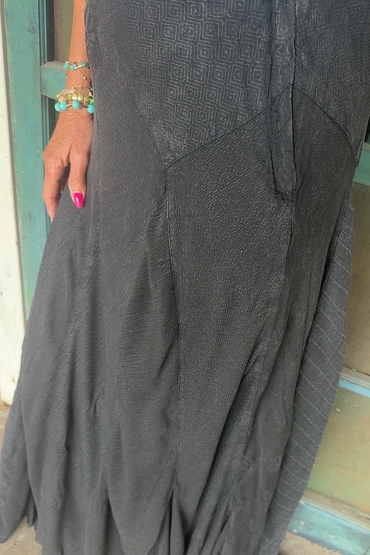 Folk Song Charcoal Cotton Skirt