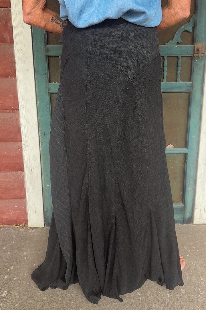 Folk Song Charcoal Cotton Skirt