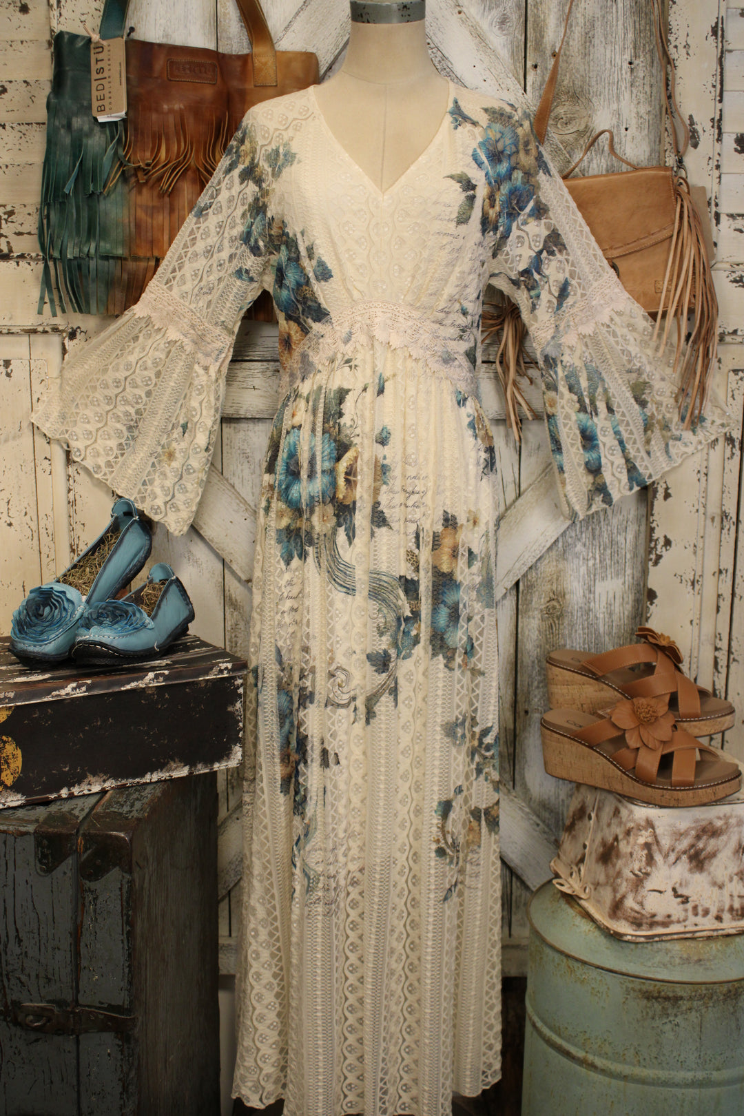 Lead Singer Beige Hibiscus Dress