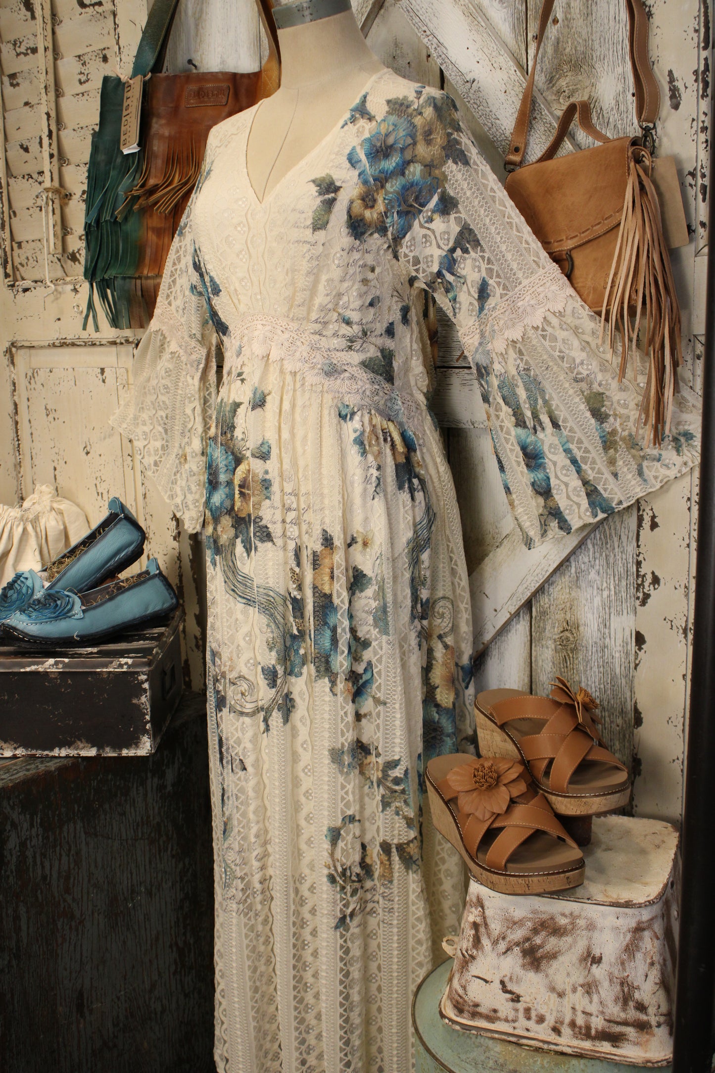 Lead Singer Beige Hibiscus Dress
