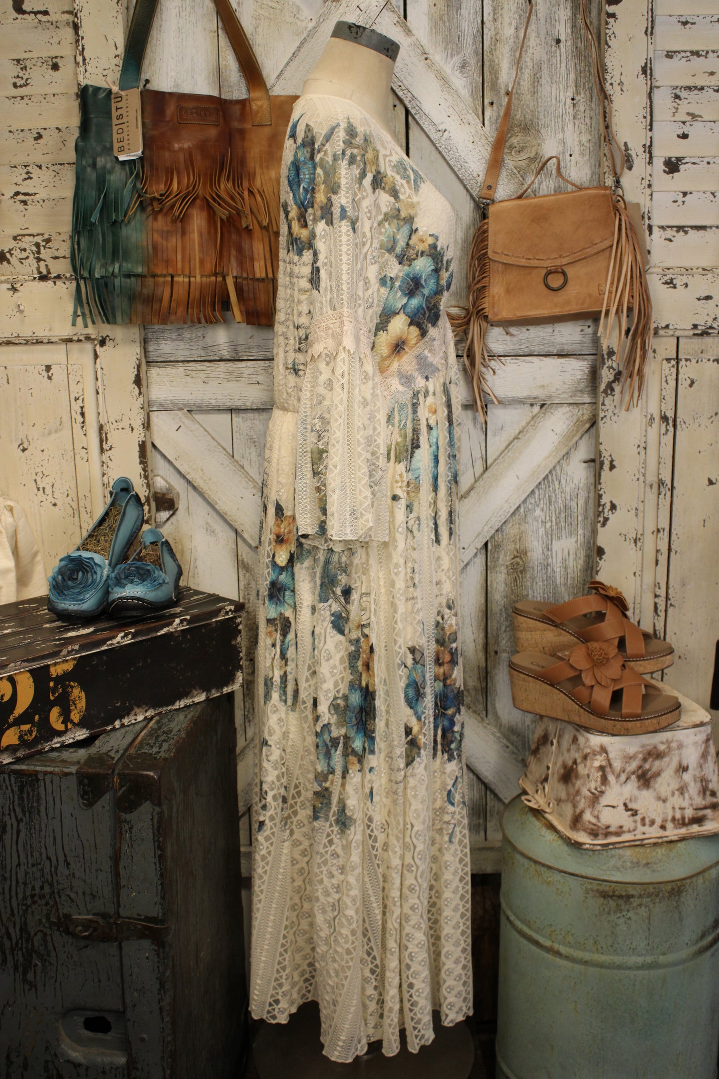 Lead Singer Beige Hibiscus Dress