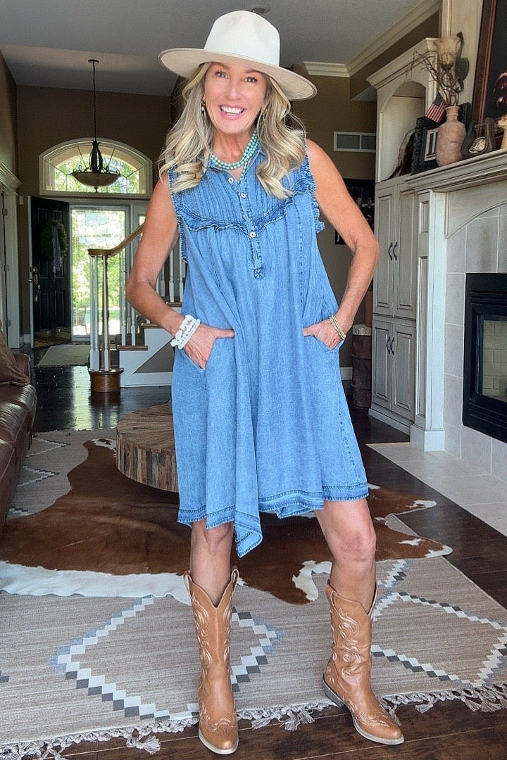 Whisper Blue Sleeveless Dress