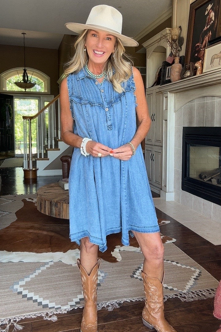 Whisper Blue Sleeveless Dress