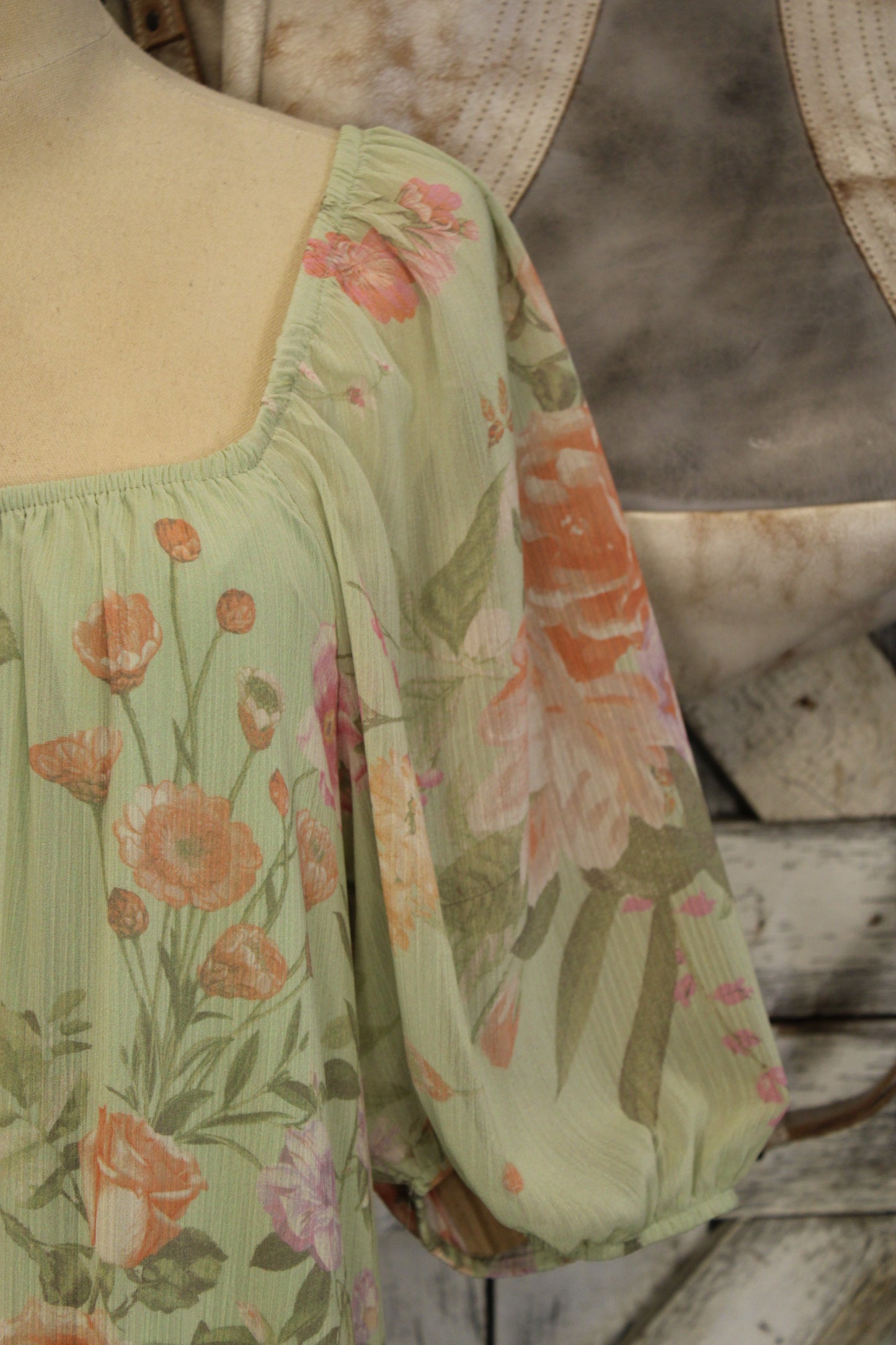 Whispering Wildflower Sage Maxi Dress