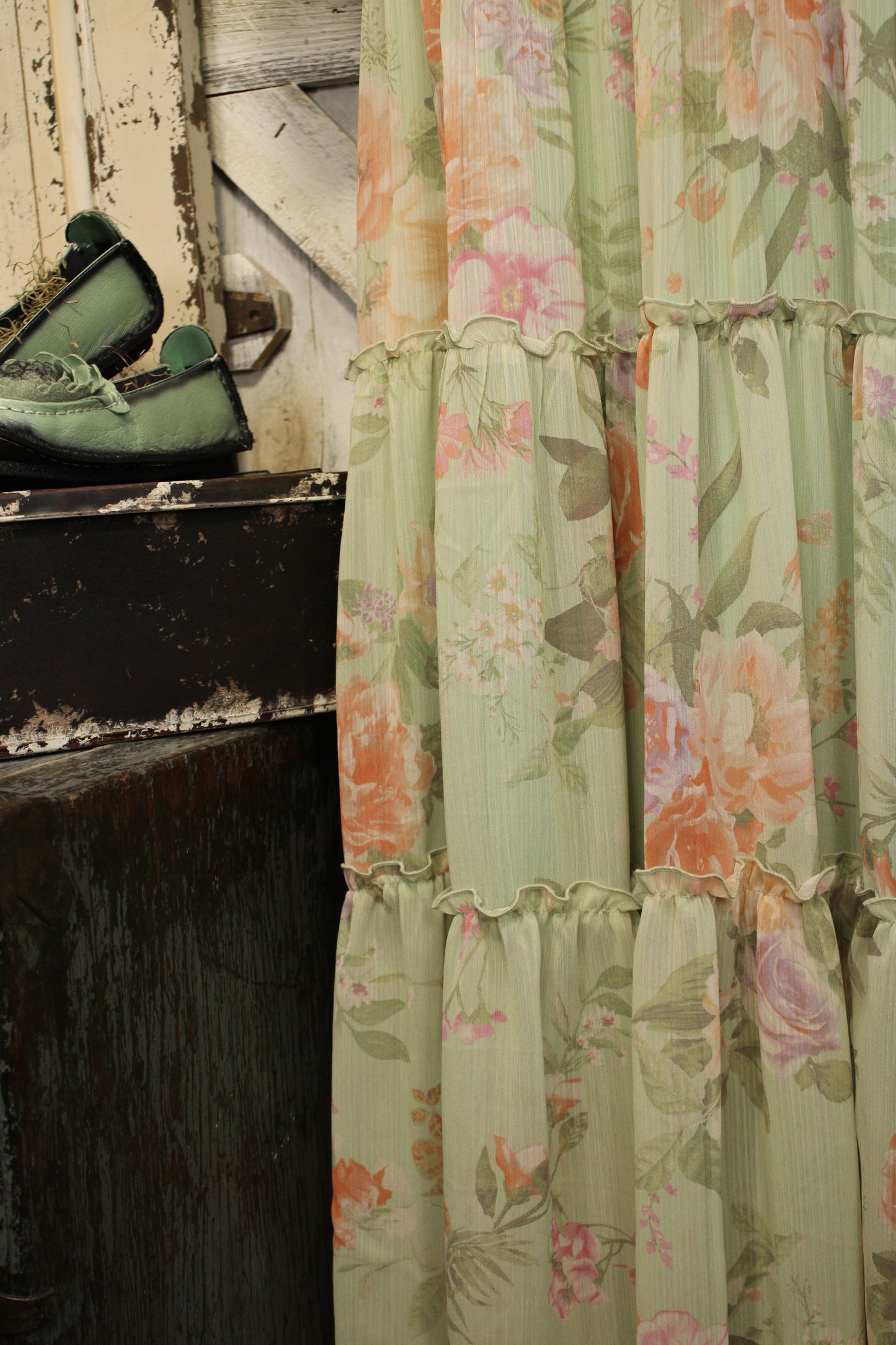 Whispering Wildflower Sage Maxi Dress