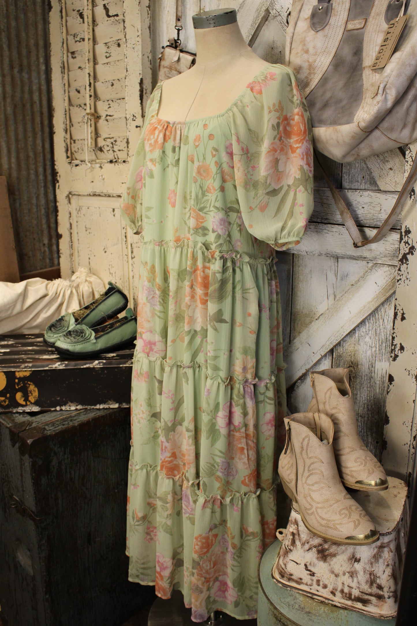 Whispering Wildflower Sage Maxi Dress