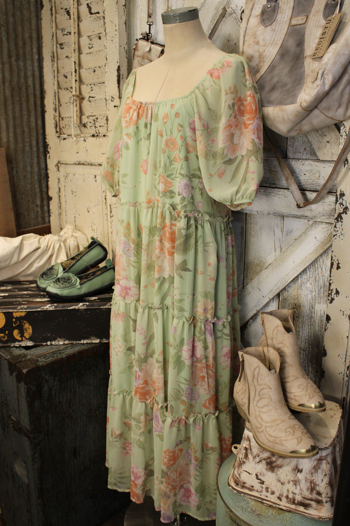 Whispering Wildflower Sage Maxi Dress