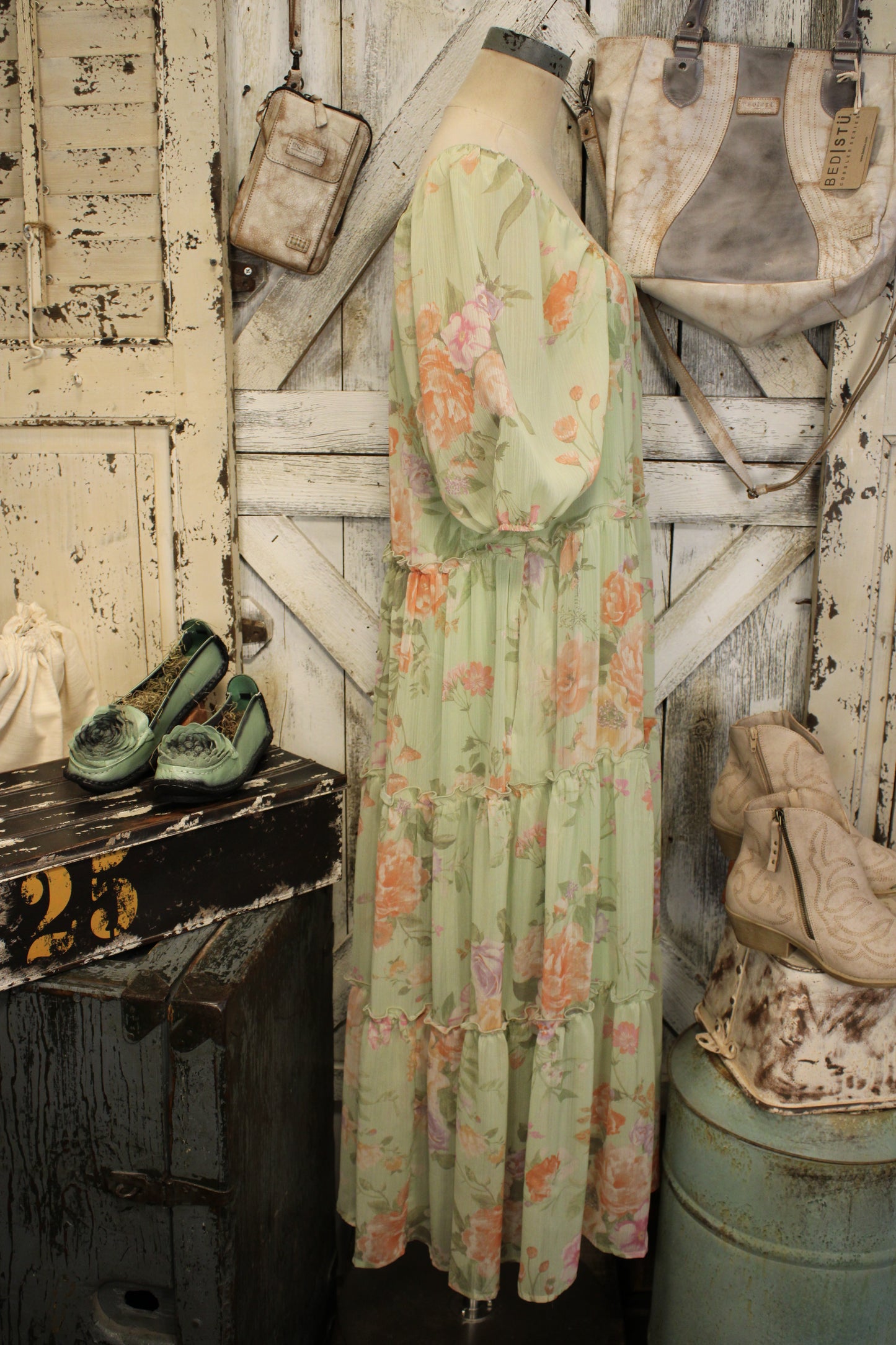 Whispering Wildflower Sage Maxi Dress