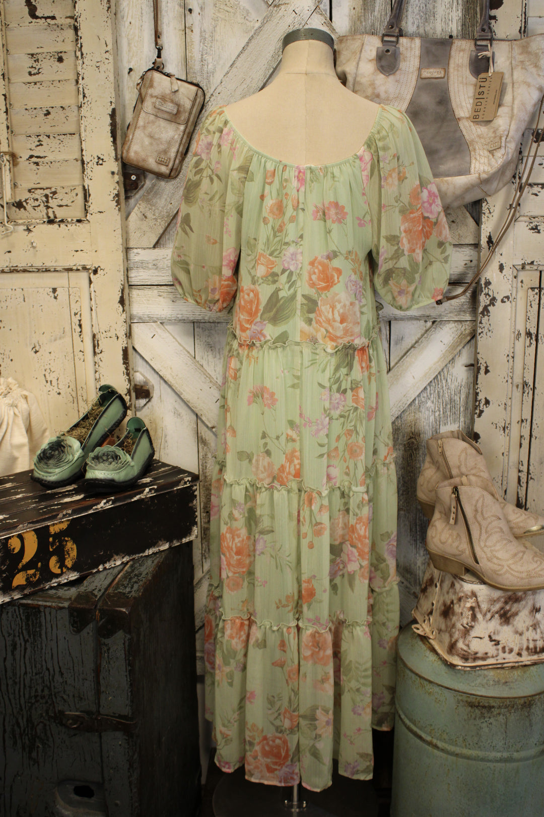 Whispering Wildflower Sage Maxi Dress