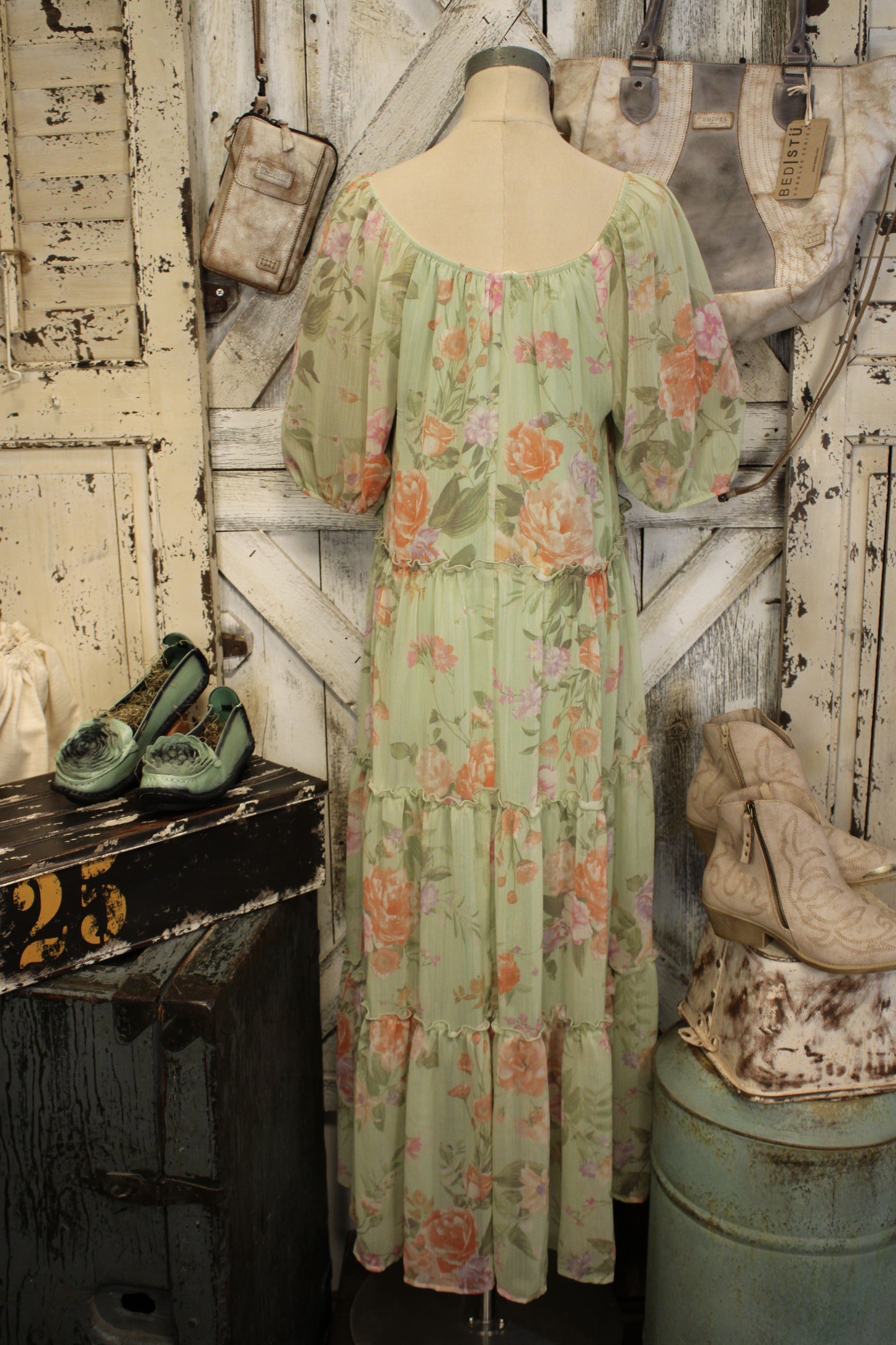 Whispering Wildflower Sage Maxi Dress