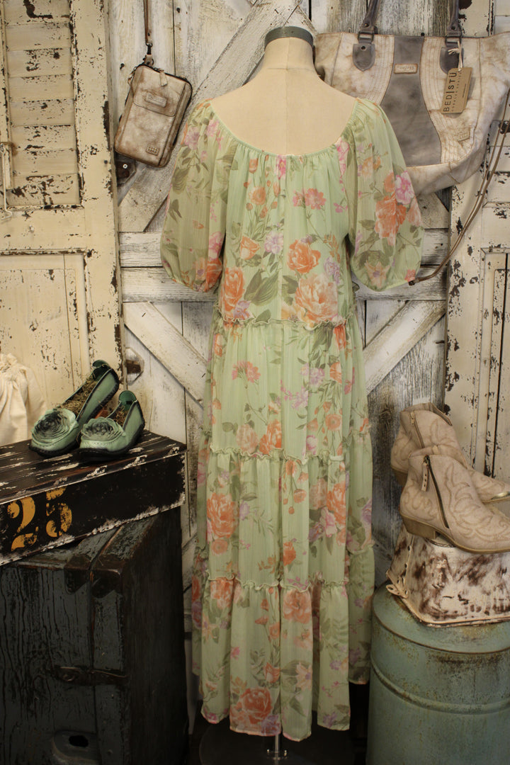 Whispering Wildflower Sage Maxi Dress