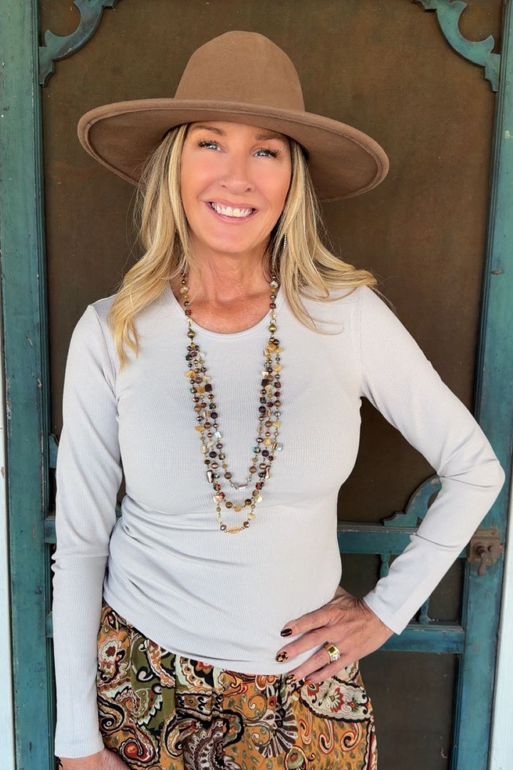 Ribbed &amp; Ready Light Mocha Long Sleeve