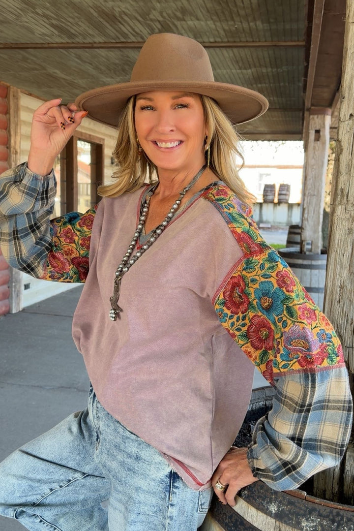 Heritage Stitch Plum Top