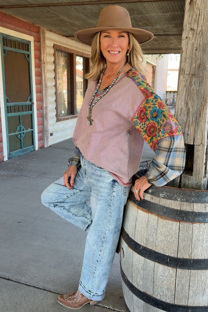 Heritage Stitch Plum Top