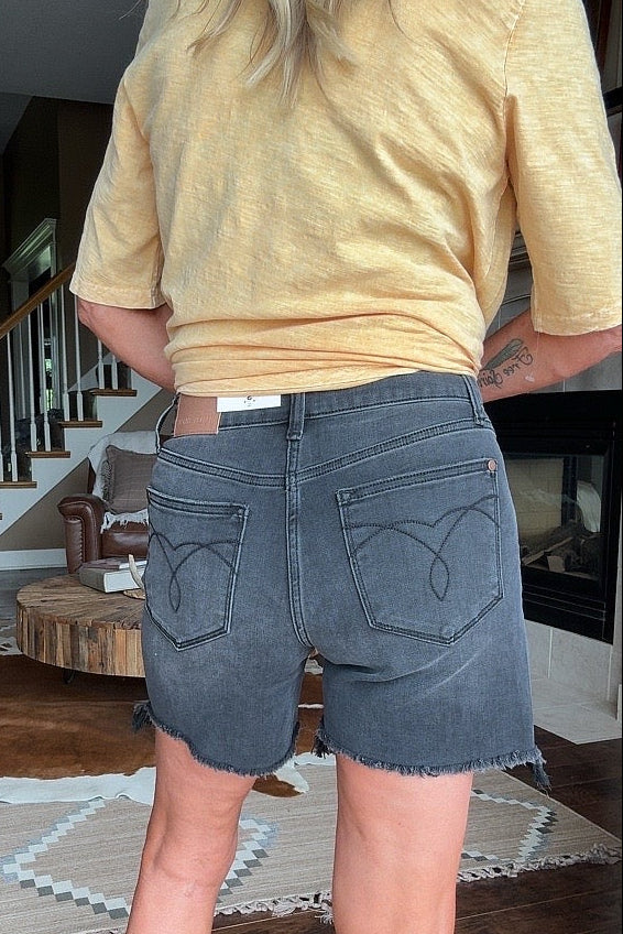 Midnight Muse Frayed Denim Shorts