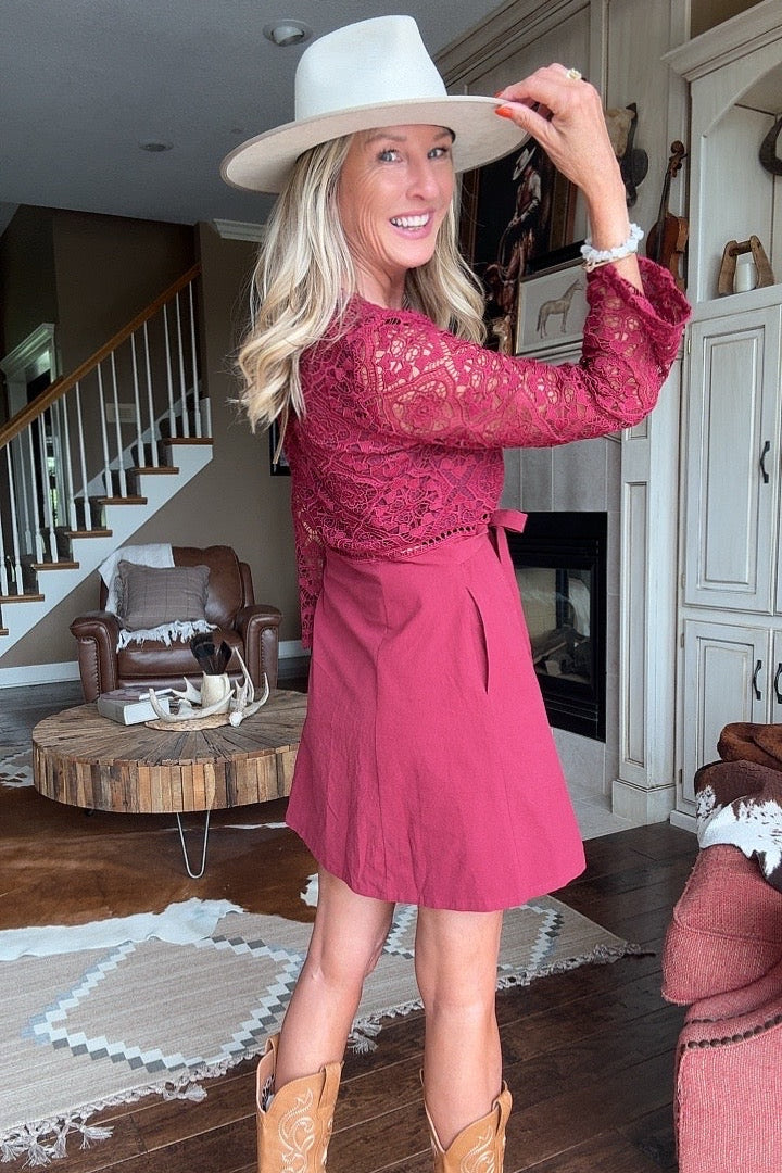 Vintage Merlot Lace Dress