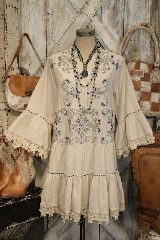 Sand And Sea Stitched Cotton Dress