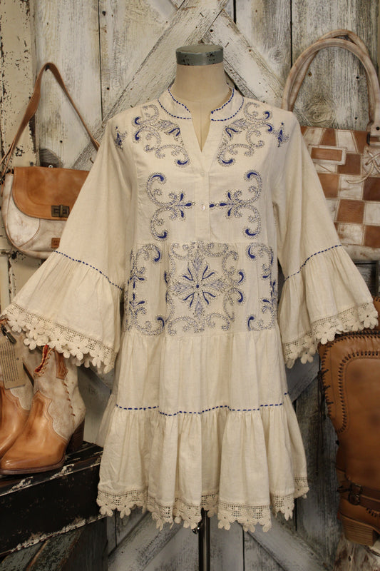 Sand And Sea Stitched Cotton Dress