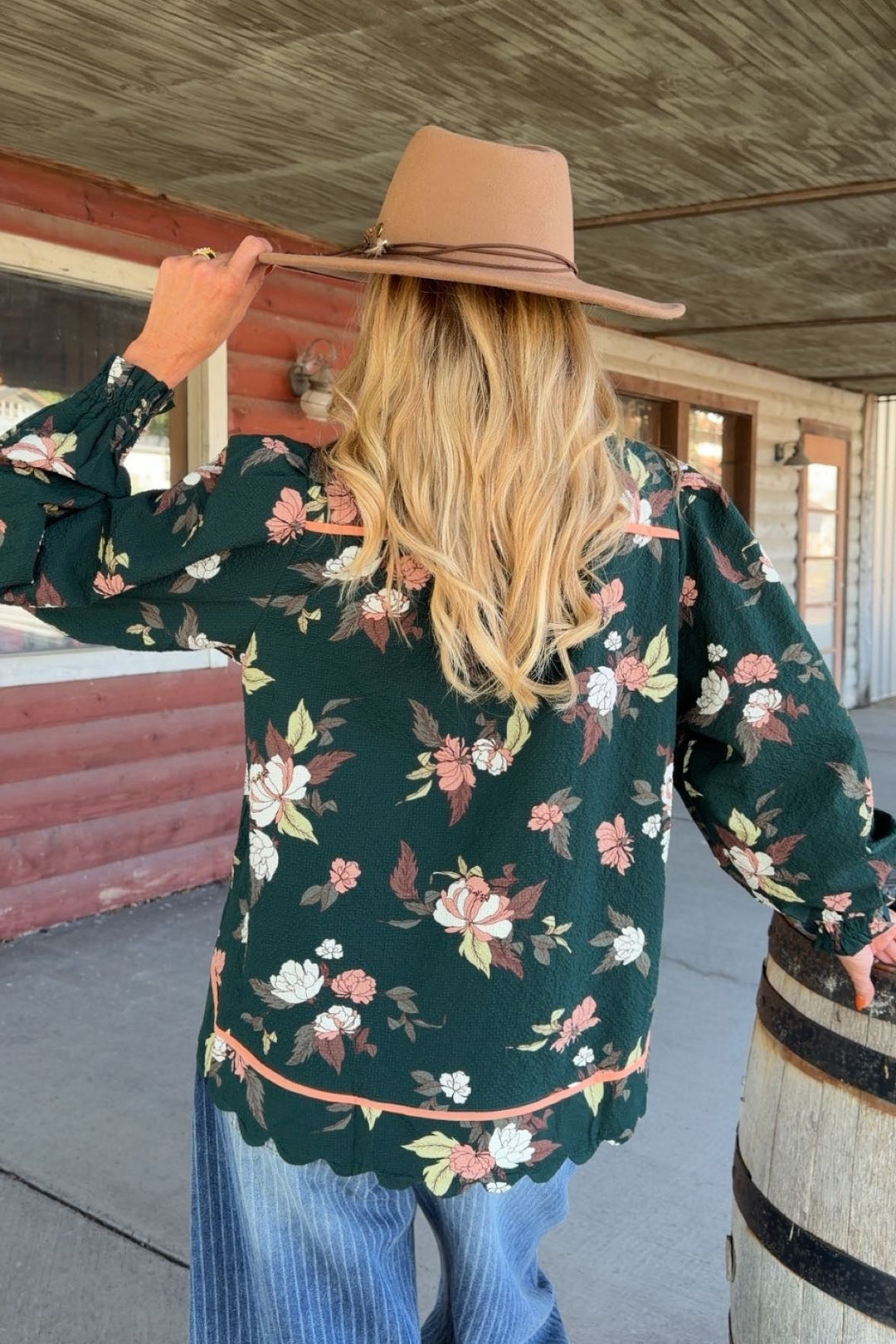Deep Lagoon Floral Blouse