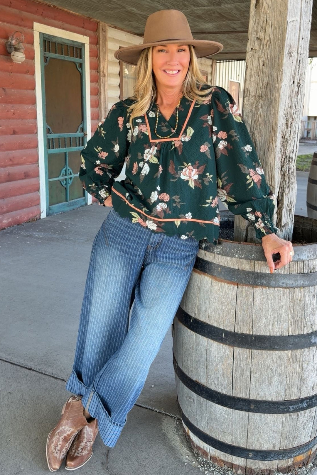 Deep Lagoon Floral Blouse
