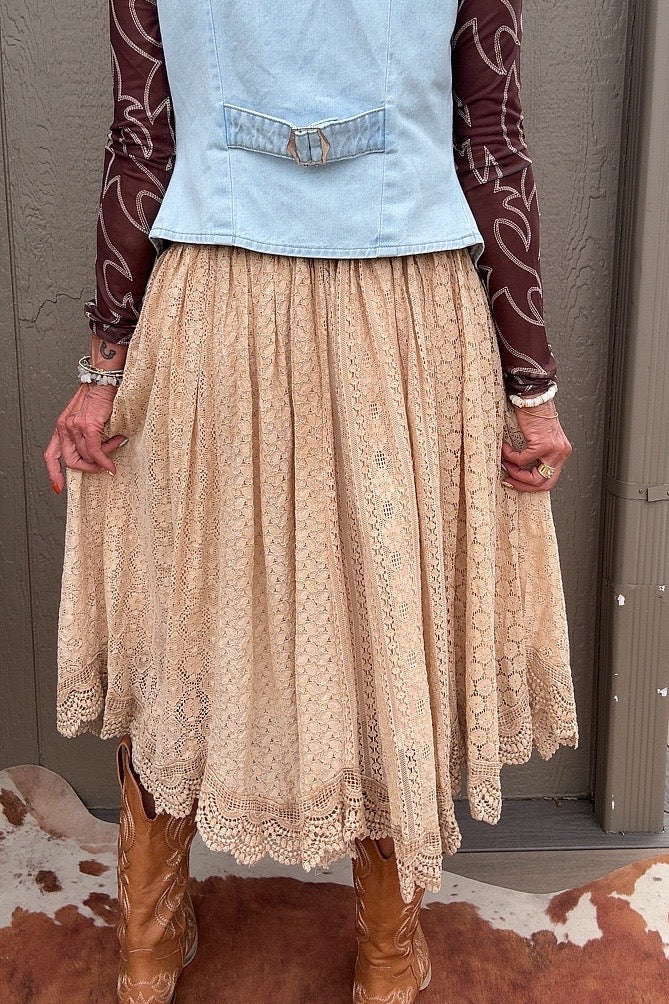 Heirloom Lace Latte Ruffle Skirt