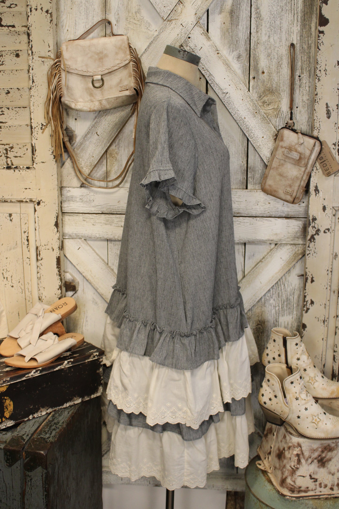 Dusty Coal Ruffle Hem Dress