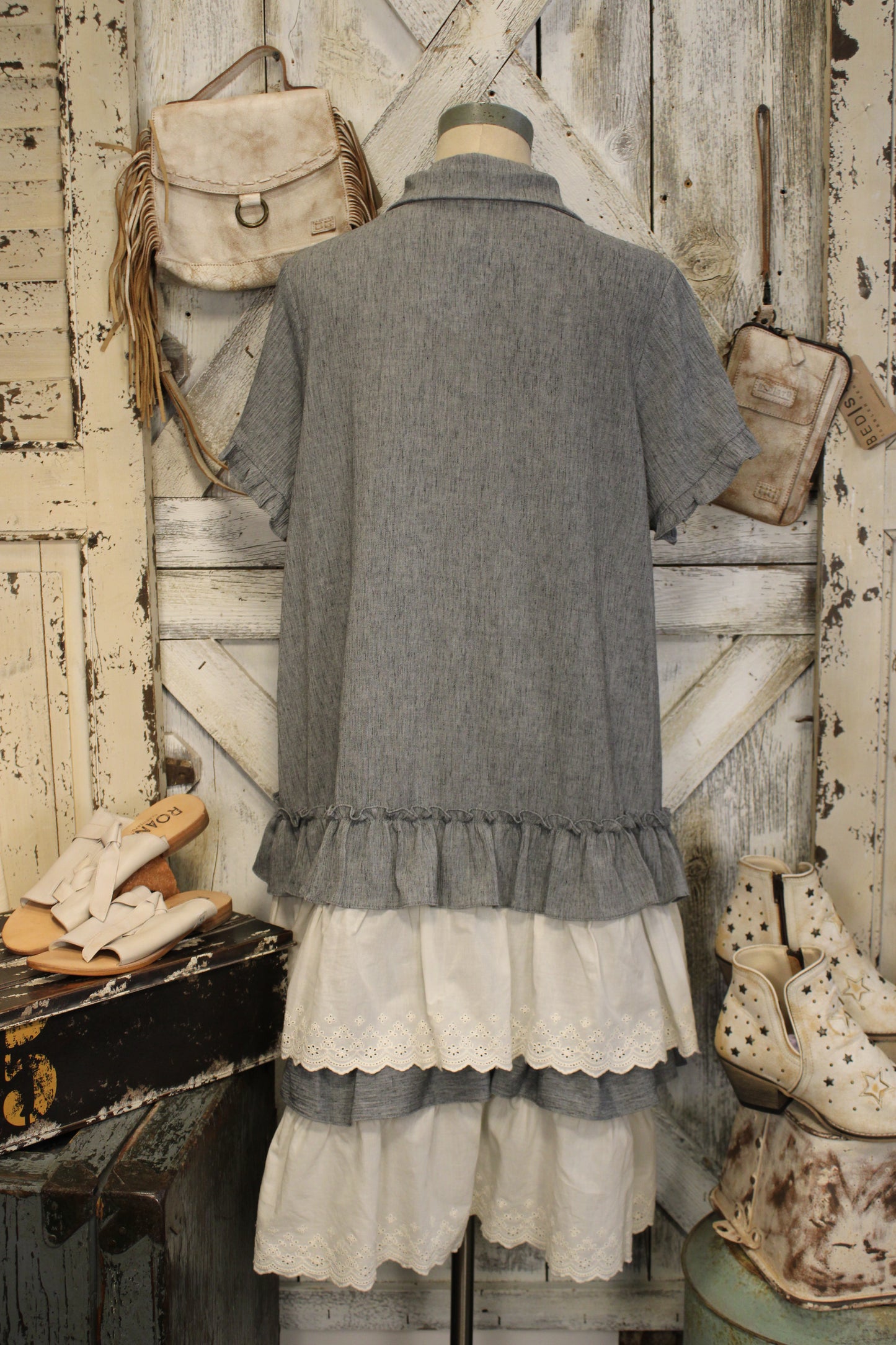 Dusty Coal Ruffle Hem Dress