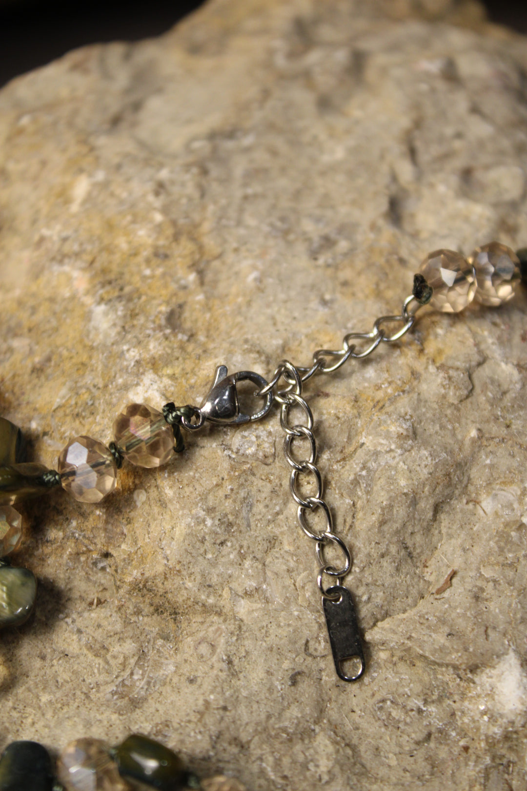 Layers Of Green Shell Crystal Necklace