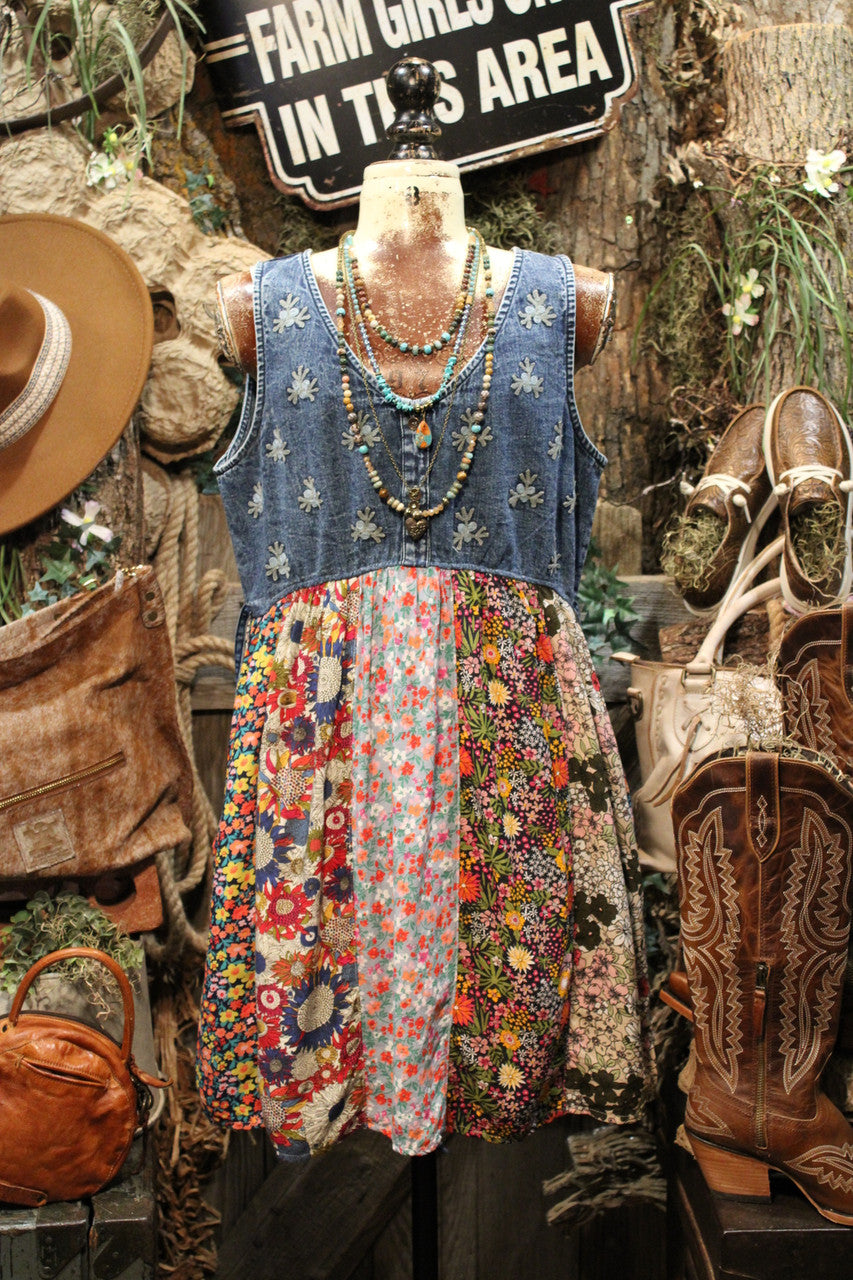 Country Summer Patchwork Tank Dress M