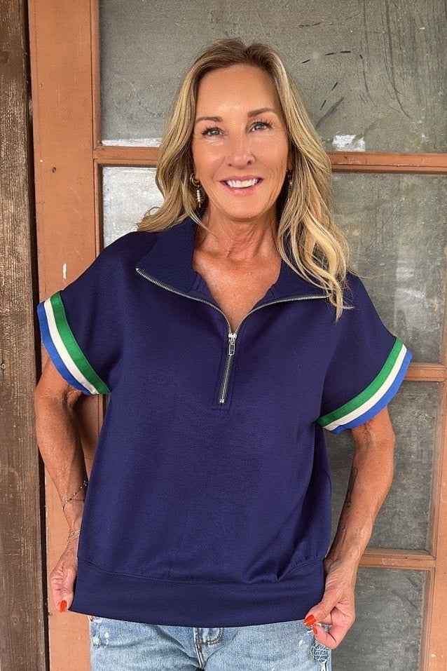 Harbor Stripe Half-Zip Top