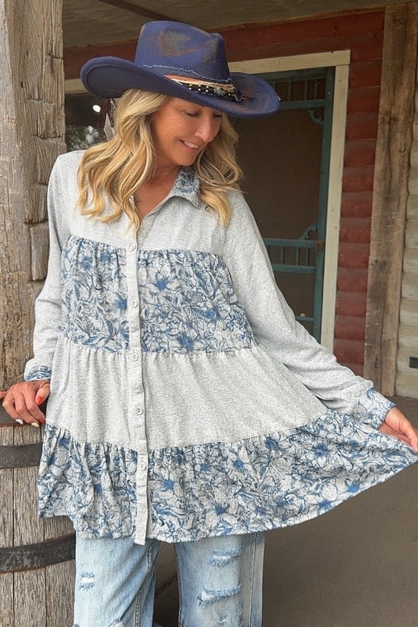 Juniper Grey Sweater Blouse