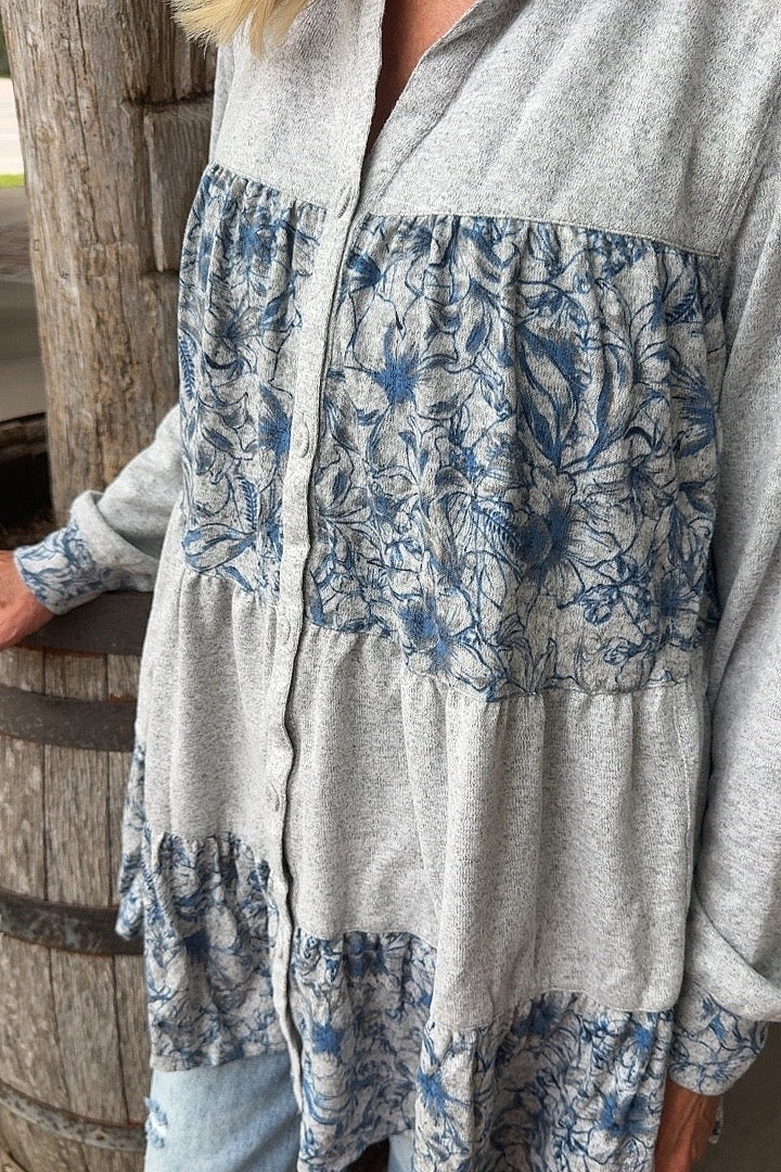 Juniper Grey Sweater Blouse