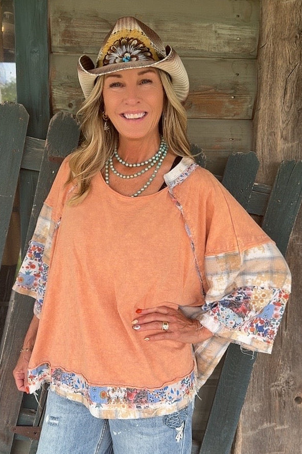 Coastal Peach Oversized Top