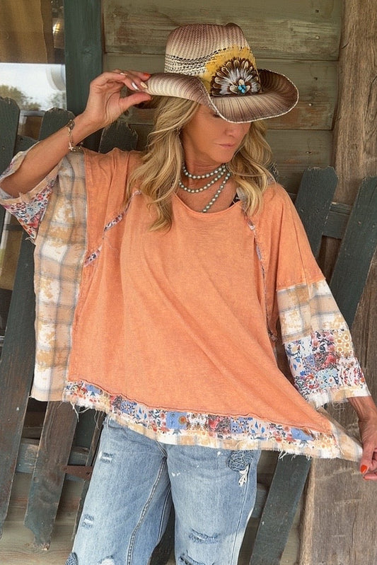 Coastal Peach Oversized Top