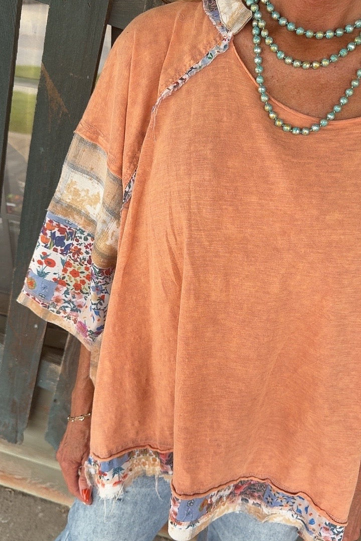 Coastal Peach Oversized Top