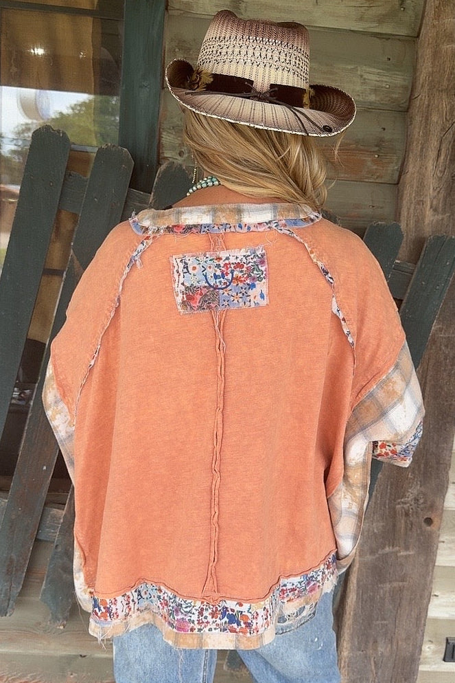 Coastal Peach Oversized Top