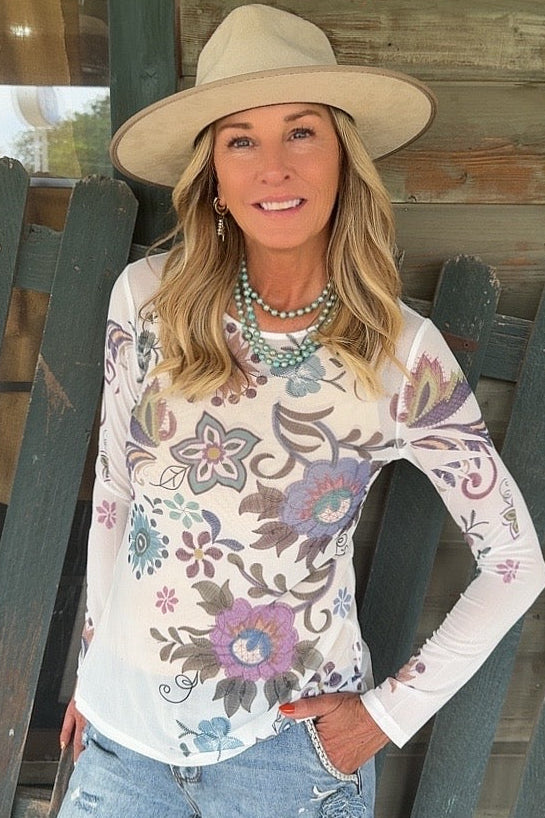 Lotus Whisper Mesh Blouse