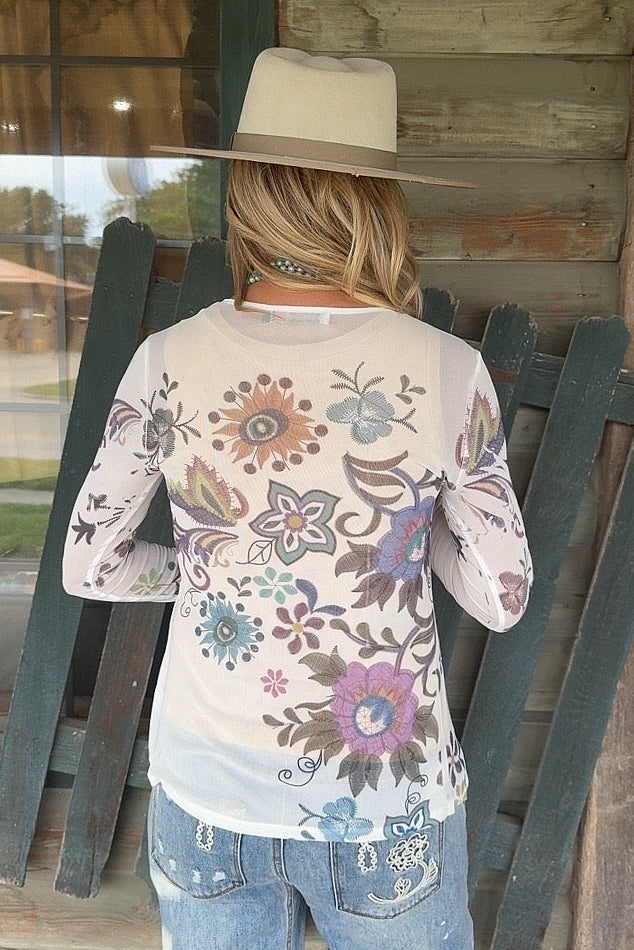 Lotus Whisper Mesh Blouse