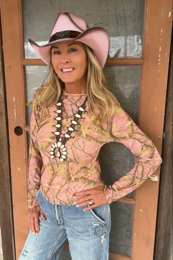 Blush Woodland Mesh Top